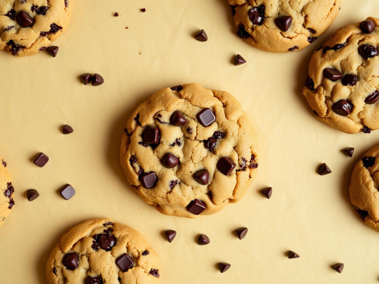 Freshly baked chocolate chip cookies